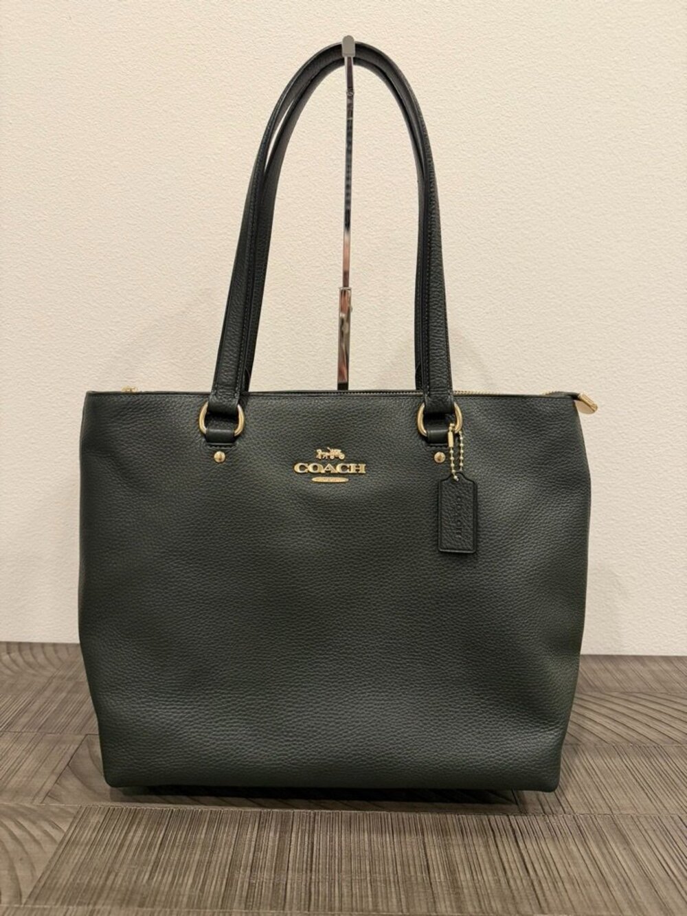 Coach Pebbled Leather Bay Tote - Ivy Green